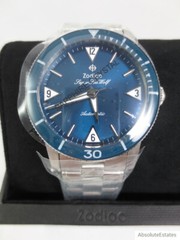 NEW Zodiac Super Sea Wolf 53 Skin Automatic Blue & Silver Mens Watch ZO9211 NWT