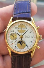 RARE BULOVA TRIPLE DATE MOON PHASE AUTOMATIC CHRONOGRAPH VALJOUX 7751 MENS 36MM