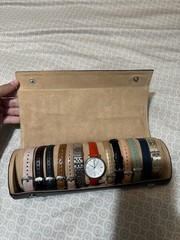 Fossil Brown Leather Watch Storage Roll Case Organizer 13 bands ES3920SET
