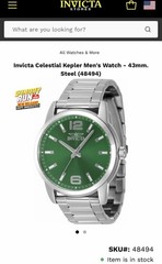 Invicta Celestial Kepler Men’s Quartz Watch 43mm Green Dial Steel Bracelet Box
