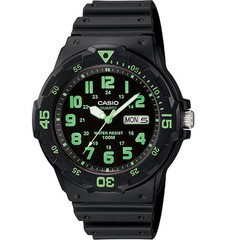 Casio MRW200H-3BV, Analog Watch, Black Resin Band, Day/Date, 100 Meter WR