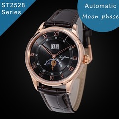 Seagull Sugess ST2528 Automatic Moon Phase Sapphire Display Black RG 1963 V2