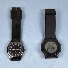 2 Unisex Black Wristwatches Analog & Digital Fabric Rubber Bands