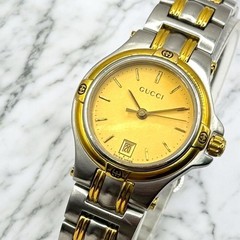 Gucci 9040L Ladies Gold Combination Quartz Watch Japan Excellent 073636