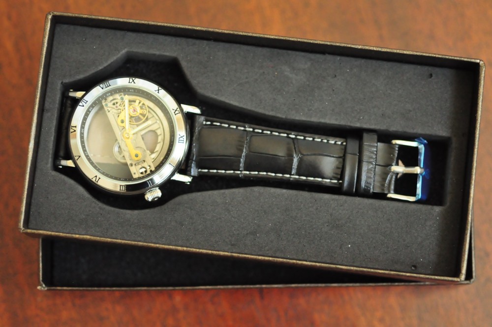 Forsining Automatic Skeleton Watch 41 mm Case Leather Band – New in Box