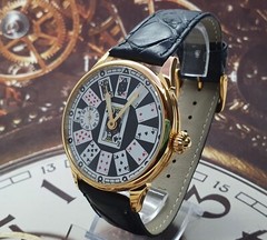 Watch Marriage Casino Playing Cards 3602 Gold case Men’s Wristwatch 18 Jewels