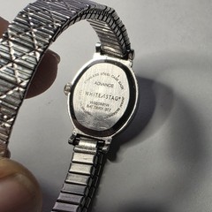 Advance Stainless Silver Ladies Blue Iridescent Stretch Watch Works New Battery