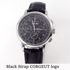 Corgeut 42mm Silver/Rose Gold Automatic Mens Watch Day Date Month Year Day/Night