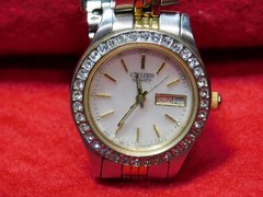 Womens Citizen 1002-S044464 Gn-4W Watch W/Simulated Diamonds. New Battery