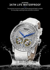 PINDU Premium Automatic Watch Full Baguette Diamond Skeleton Luxury Steel Case