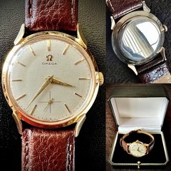 Collectible 1940s 14K Gold Omega Deville Trésor With Buffalo Calf Leather Strap