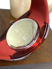 GUCCI Men’s Watch SYNC YA137103 Swiss Quartz Red Rubber Band 46mm
