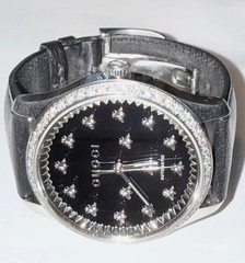 GUCCI MENS TIMELESS BEE 126.2 AUTOMATIC 42MM LAB GROWN DIAMOND BLACK ONYX WATCH