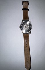 Fossil Grant ME3111 Stainless Steel Silver Case with Navy Leather Strap