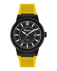 Ferragamo Mens F-80 Black 44mm Strap Fashion Watch