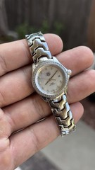 Ladies Tag Heuer 200m Link Mother Of Pearl & Diamond Dial & Bezel Watch 27mm