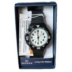 George Wrist Watch W Long Life Battery Black 2 Piece Strap W Box And Papers