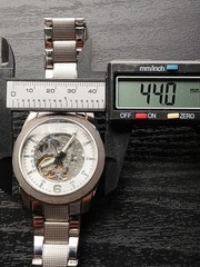 Express Automatic Skeleton Men’s Silver Tone Watch Great Condition Runs Great