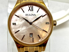 Bulova Women’s Watch 97P113 Diamond Accent Quartz 36mm Broken FOR PARTS