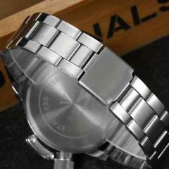 Reloj acero inoxidable doble movimiento esfera grande para hombre moderno moda