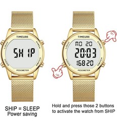TIMEURE Women’s Step Counter Pedometer Watch With Stainless Steel Bracelet -G7