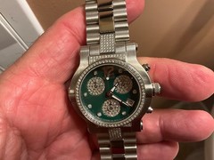 RENATO LADIES DIAMOND BEAUTY JADE GREEN DIAL SWISS QUARTZ CHRONOGRAPH BOX PAPERS