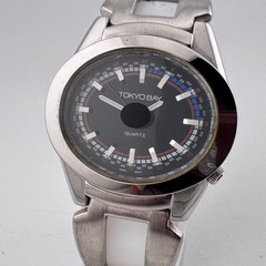 Vintage Tokyobay Japan Quartz Watch Unisex Silver Black Oval Analog New Battery