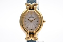 FENDI 640L Quartz Gold Ladies Watch Changeable 5 Straps Belt Leather Swiss 24mm