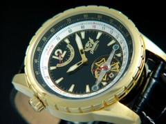 Automatic Cavadini Mens Watch Stainless Steel Plated Gear Reserve CV-780 Black