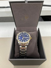 Bulova Marine Star Mens Two Tone Stainless Steel Leather Bracelet Watch 98b384