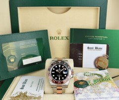 ROLEX 18kt Rose Gold & SS GMT Master II ROOT BEER 126711 CHNR SANT BLANC