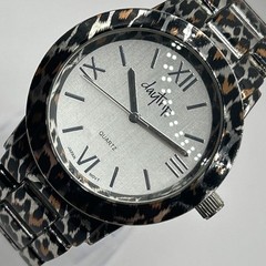 Daytrip Watch Women’s Cheetah Print Orange & Black Band Silver Dial NEW BATTERY