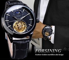 ⌚￼ Forsining Men’s Automatic Water Proof Moon Dial Luxury Business Watch