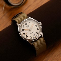 KUOE KYOTO OLD SMITH 90-002 38mm Ivory Dial Automatic Watch NEW Free Ship