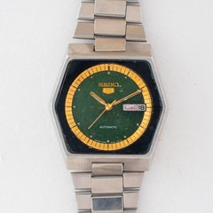 Vintage Seiko 5 Automatic Men’s Watch 6309-610A Hexagonal Green Dial Arabic Day