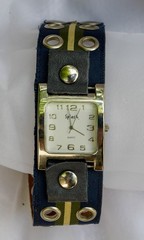 Vintage Splash watch with thick blue, green and cream band – WORKS