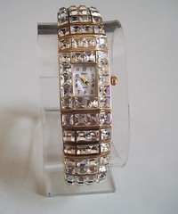 Women’s red, purple, pink, green, gold stone party bridal bangle fashion watch