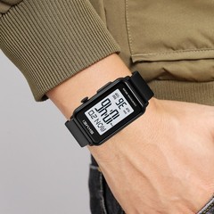 SKMEI Men Rectangle Watch LED Countdown Wristwatch Boys Girl Digital Sport Watch