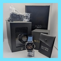 Bulova 98A303 Marine Star Automatic Watch Blue Dial Rubber Strap Winder