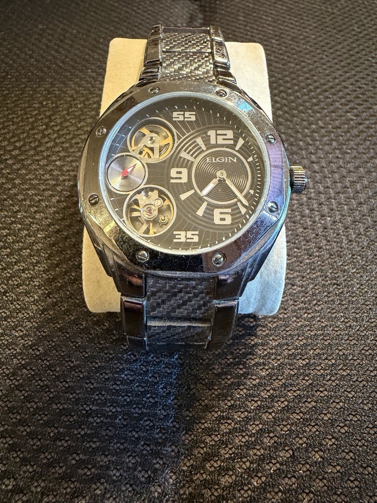 Elgin Skeleton Open-Heart FG2014S 032 pre-owned carbon fiber