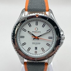 Aranciata Amalfi Mens Watch 40mm Silver Tone Date Gray Orange New Battery 9.25″