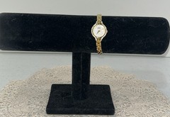 Vintage Anne Klein II Womens Watch Gold Tone Rhinestone Bezel MOP Dial Runs