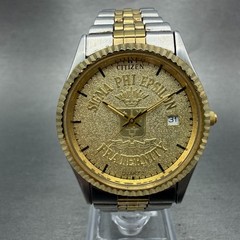 Citizen CQ President Watch Men 36mm Gold Dial Two Tone Date sigma phi epsilon