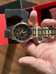 Objet D Art Automatic Men’s Watch w/ Skeleton Dial – 42.5mm, Gold (69121)