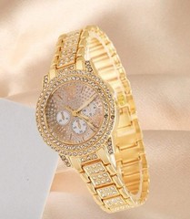 Women’s Gold Tone Dress Bracelet Watch 32mm Analog 12-Hour Crystal Bezel