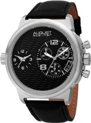 August Steiner AS8151SSB Quartz Two Dial Dual Time Chronograph Date Mens Watch