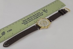 Hokusai Mt. Fuji Motif Quartz Watch 38mm Gold Dial with Zodiac Kanji Japan Made
