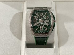FRANCK MULLER Vanguard Diamond Bezel Aftermarket Diamonds V45SCDT. RARE GREEN