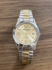 Vintage Milan MLN895 Quartz Watch Gold Tone Date 36mm – New Battery