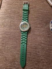 Baylor Bears Women’s Watch Rhinestone Bezel Green Jelly Silicone Quartz New